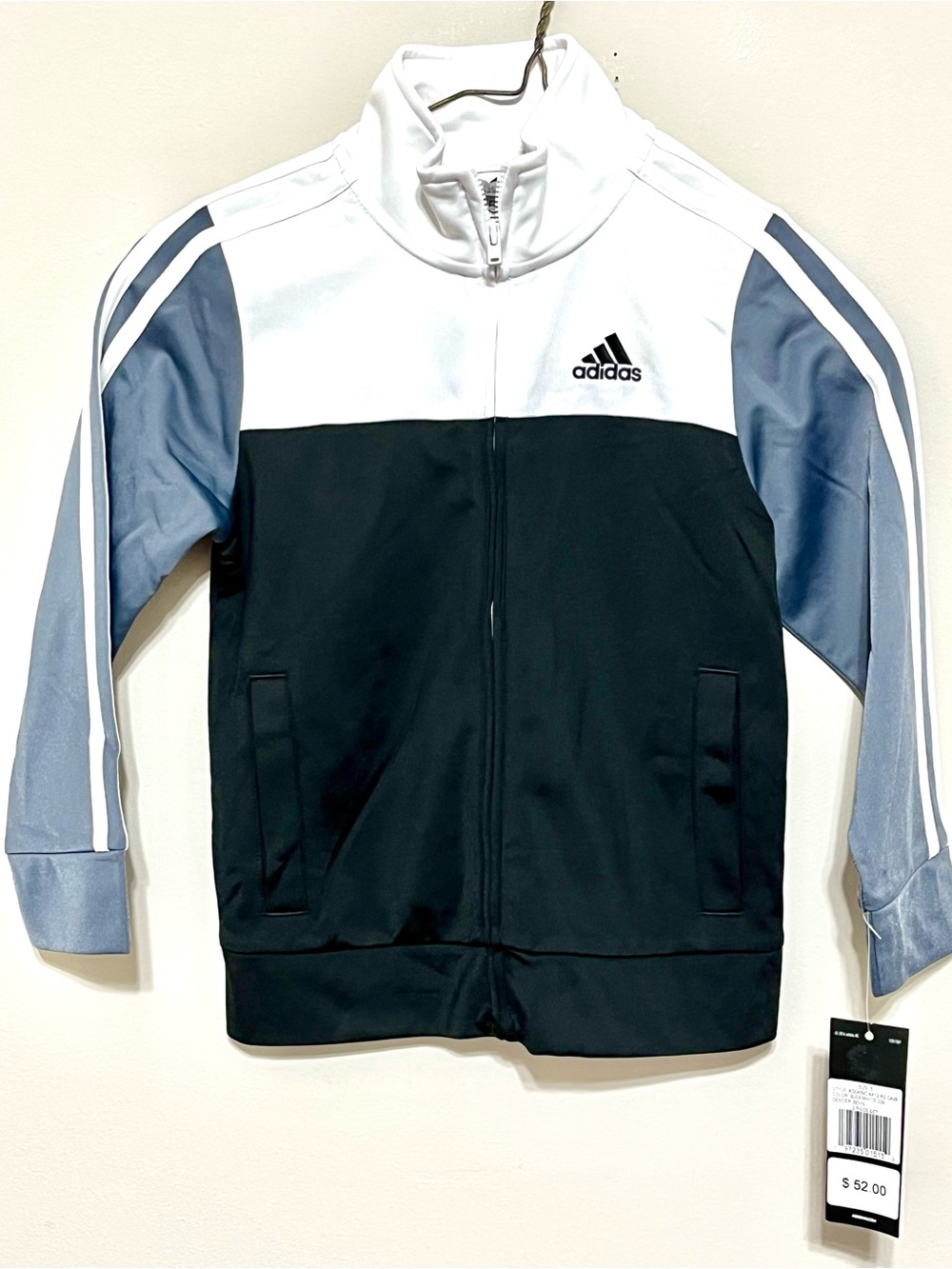 adidas White, Black & Slate Blue Colorblock Track Jacket